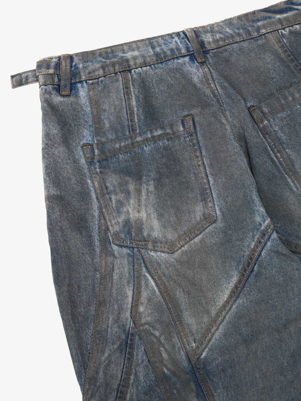 Vintage Washed Distressed Multi-Structure Patchwork Jeans