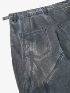 Vintage Washed Distressed Multi-Structure Patchwork Jeans