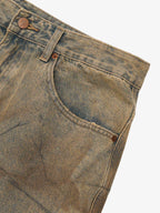 Vintage Washed Distressed Copper-Dyed Jeans