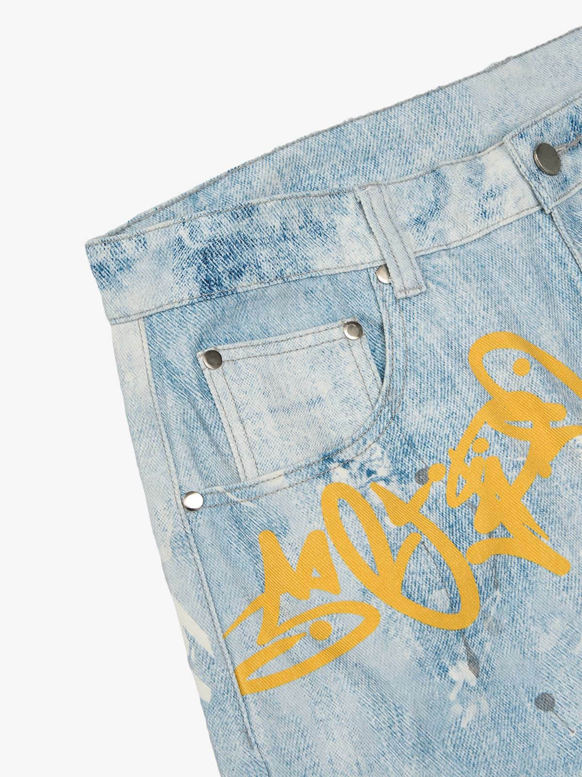 Retro Artistic Graffiti Angelic Prints Baggy Jeans - 2574