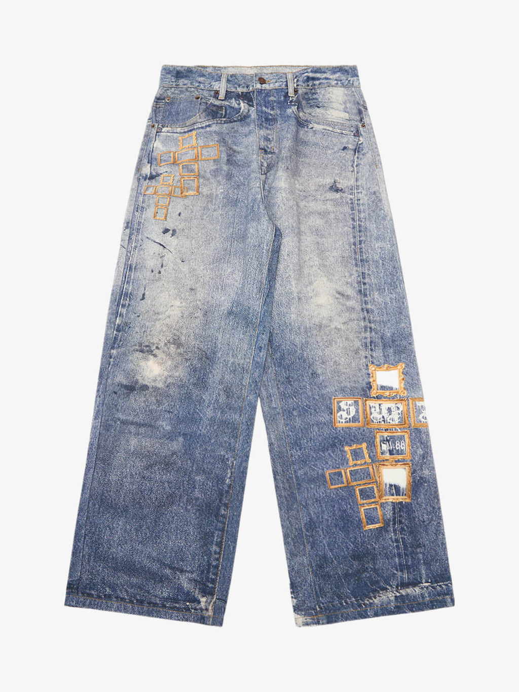 Frame Cross Print Denim Jeans - 2554