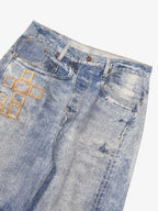 Frame Cross Print Denim Jeans - 2554