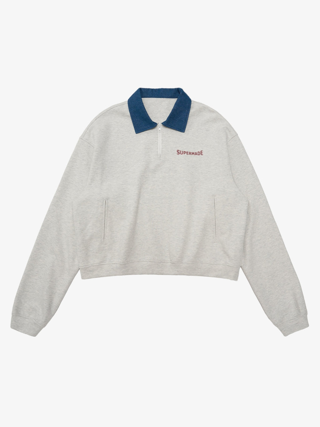 Original Denim Lapel Patchwork Sweatshirt