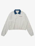 Original Denim Lapel Patchwork Sweatshirt