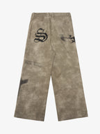 Original Large Cross Angel Print Distressed Jeans - 2552