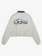 Original Denim Lapel Patchwork Sweatshirt