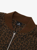 Cross Frame Leopard Print Baseball Jacket - 2572
