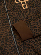 Cross Frame Leopard Print Baseball Jacket - 2572