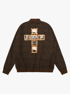 Cross Frame Leopard Print Baseball Jacket - 2572