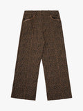 SUPM Graffiti Print Leather Leopard Print Baggy Pants