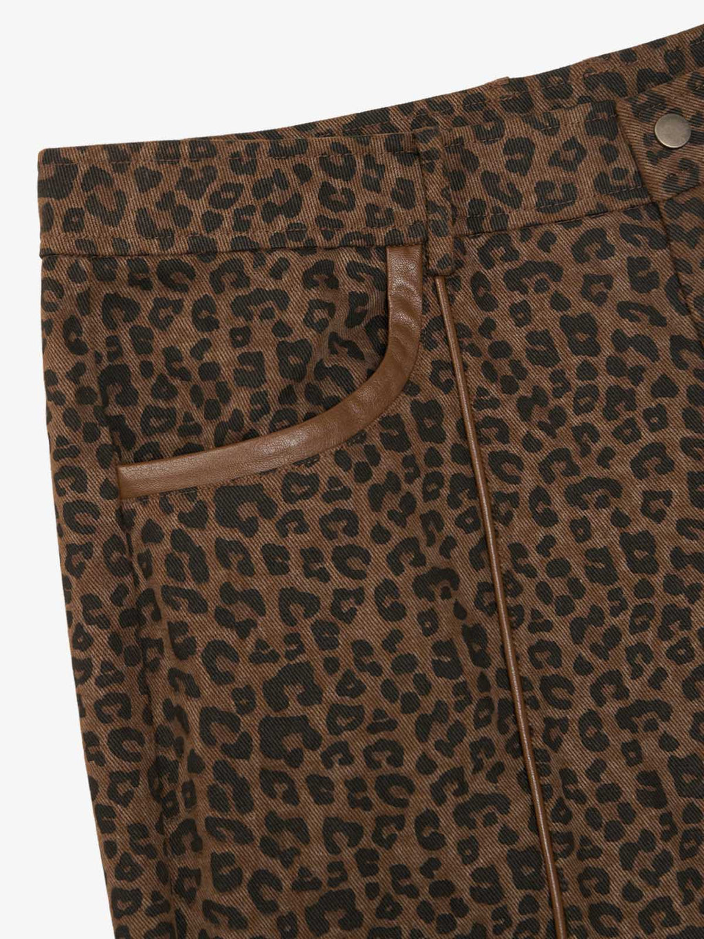 SUPM Graffiti Print Leather Leopard Print Baggy Pants