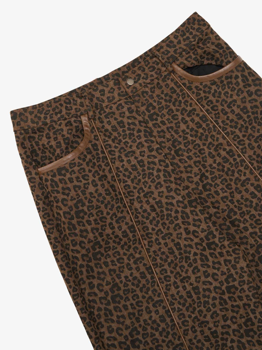 SUPM Graffiti Print Leather Leopard Print Baggy Pants