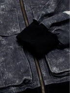 Original Oversized Denim Hoodie And Shorts Set - 2583