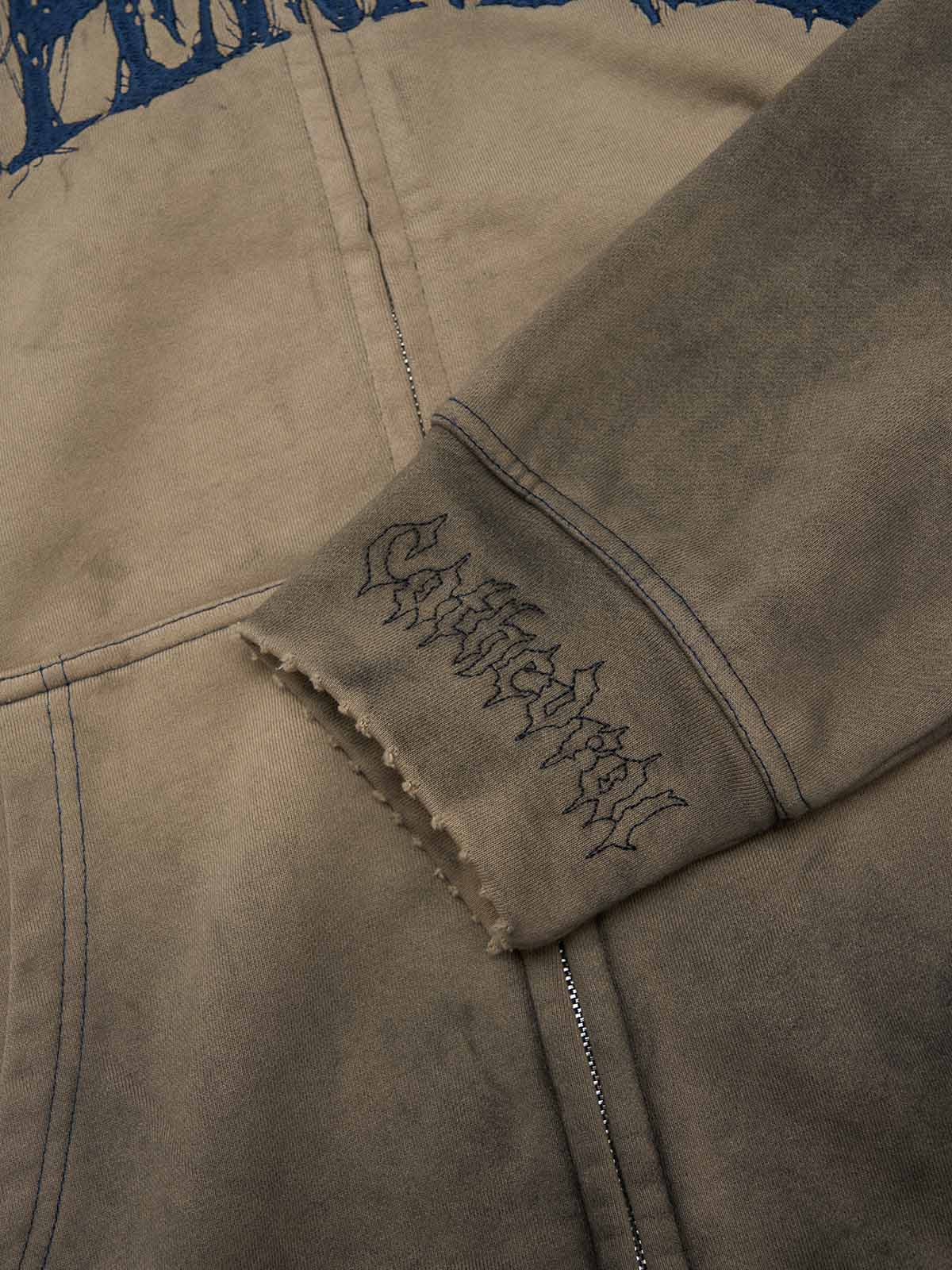 precipice Thorn Embroidery Zip Hoodie