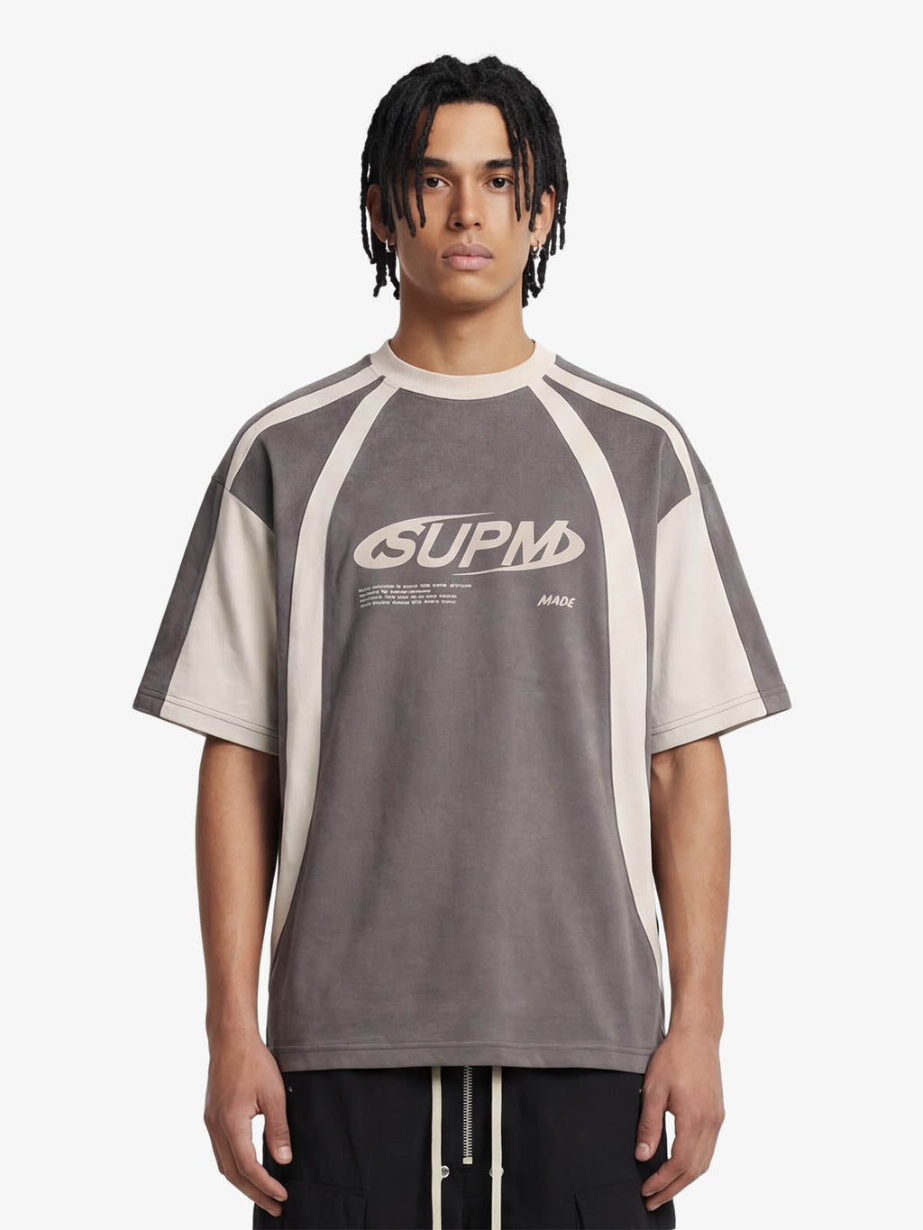 Jersey Deconstructed Contrast Color Stitching Print T-shirt - 2407