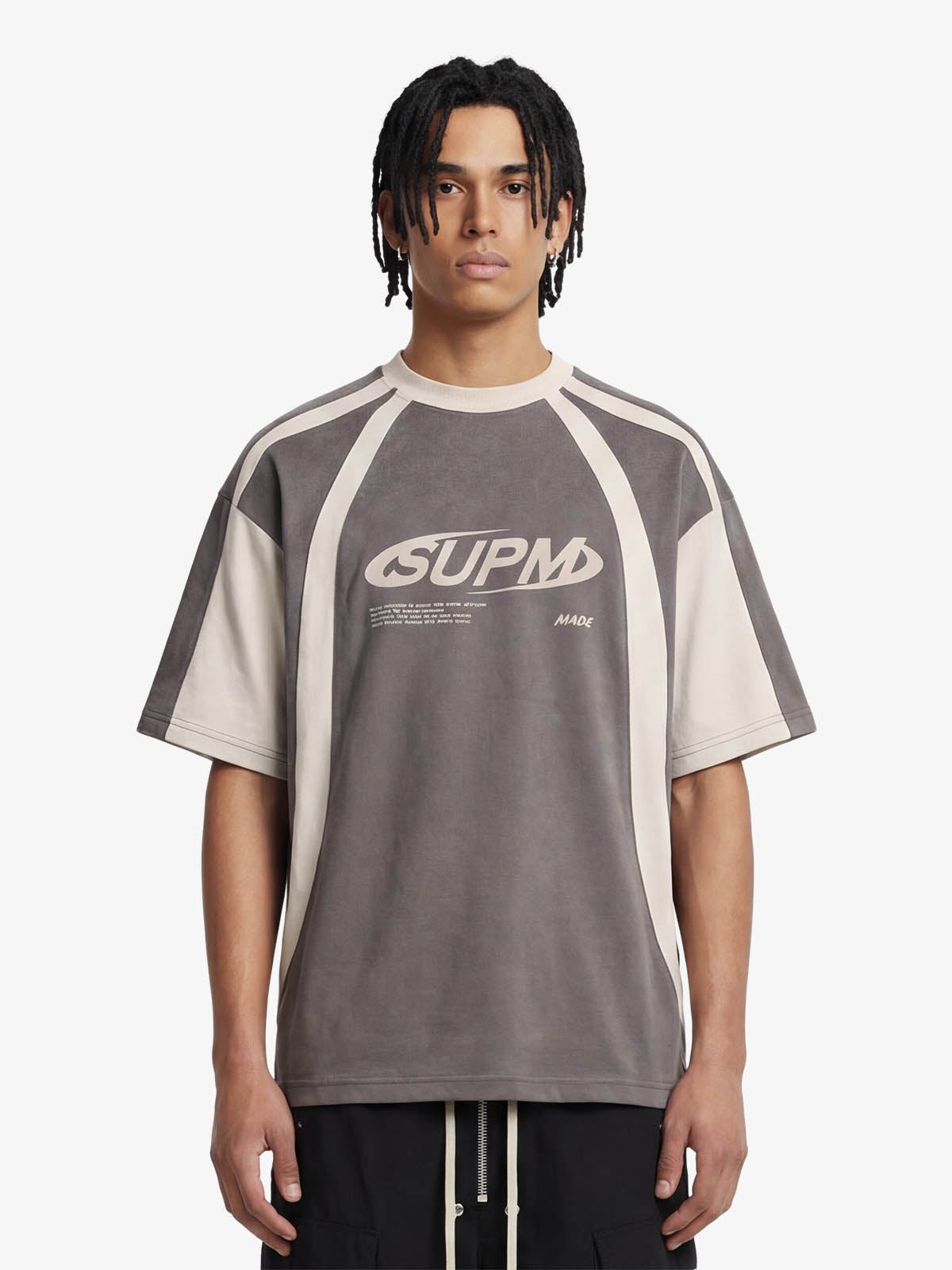 Jersey Deconstructed Contrast Color Stitching Print T-shirt - 2407