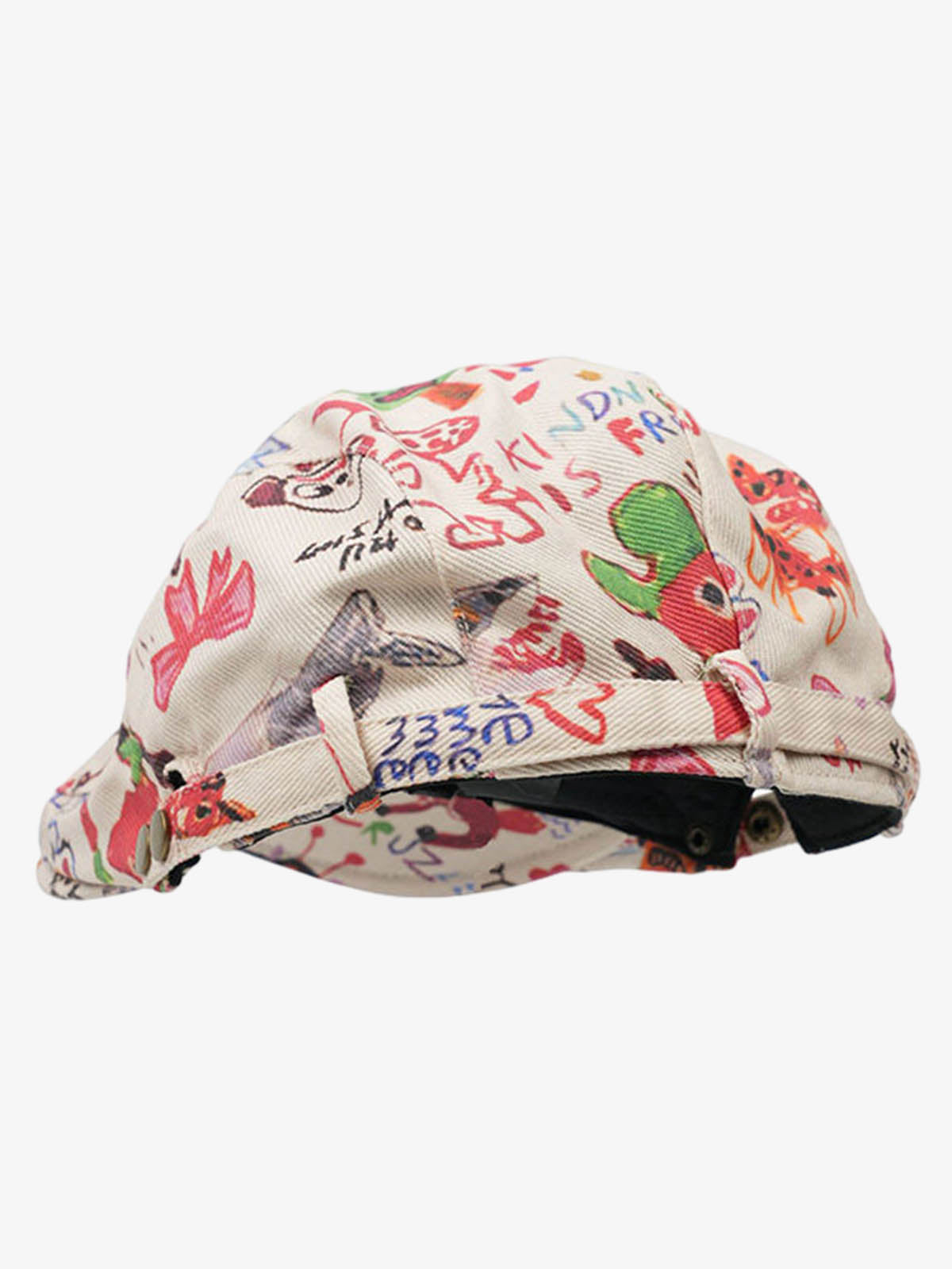 Graffiti Doodle Print Cotton Newsboy Cap