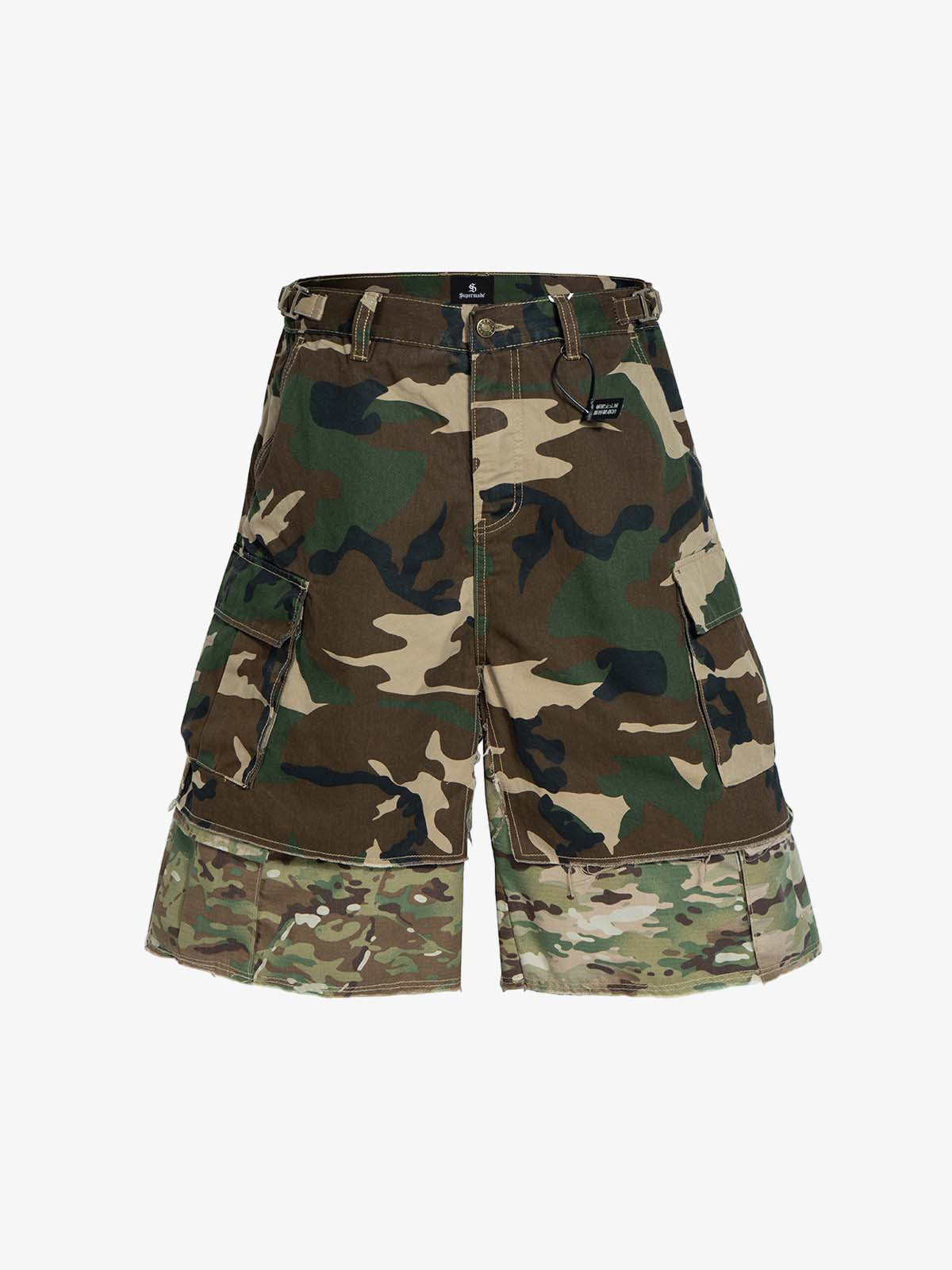 Layered Camouflage Multi-Pocket Cargo Jorts
