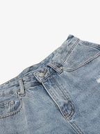 Distressed Light Wash Denim Jorts
