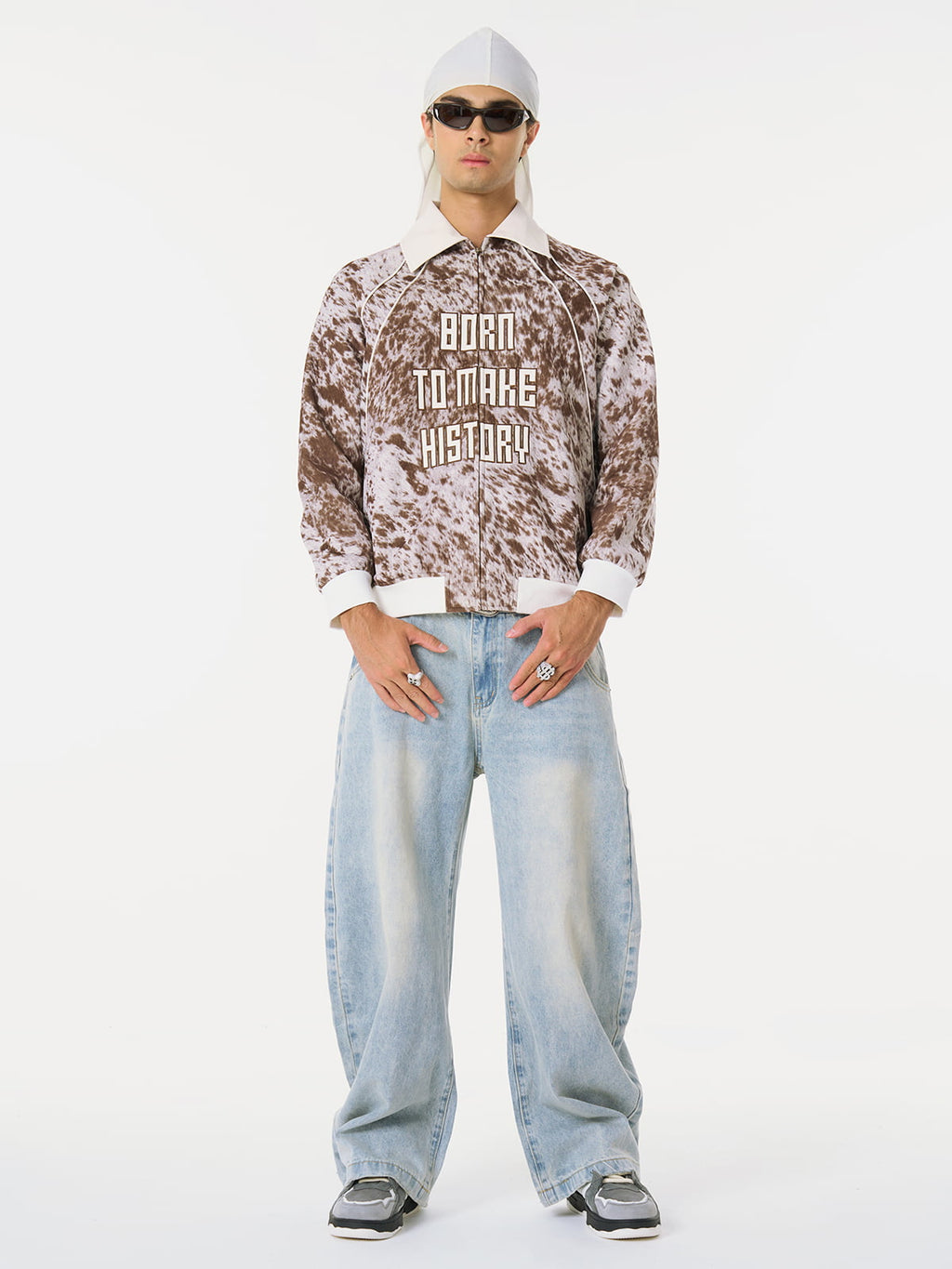 Retro Statement Snow Leopard Fleece Jacket