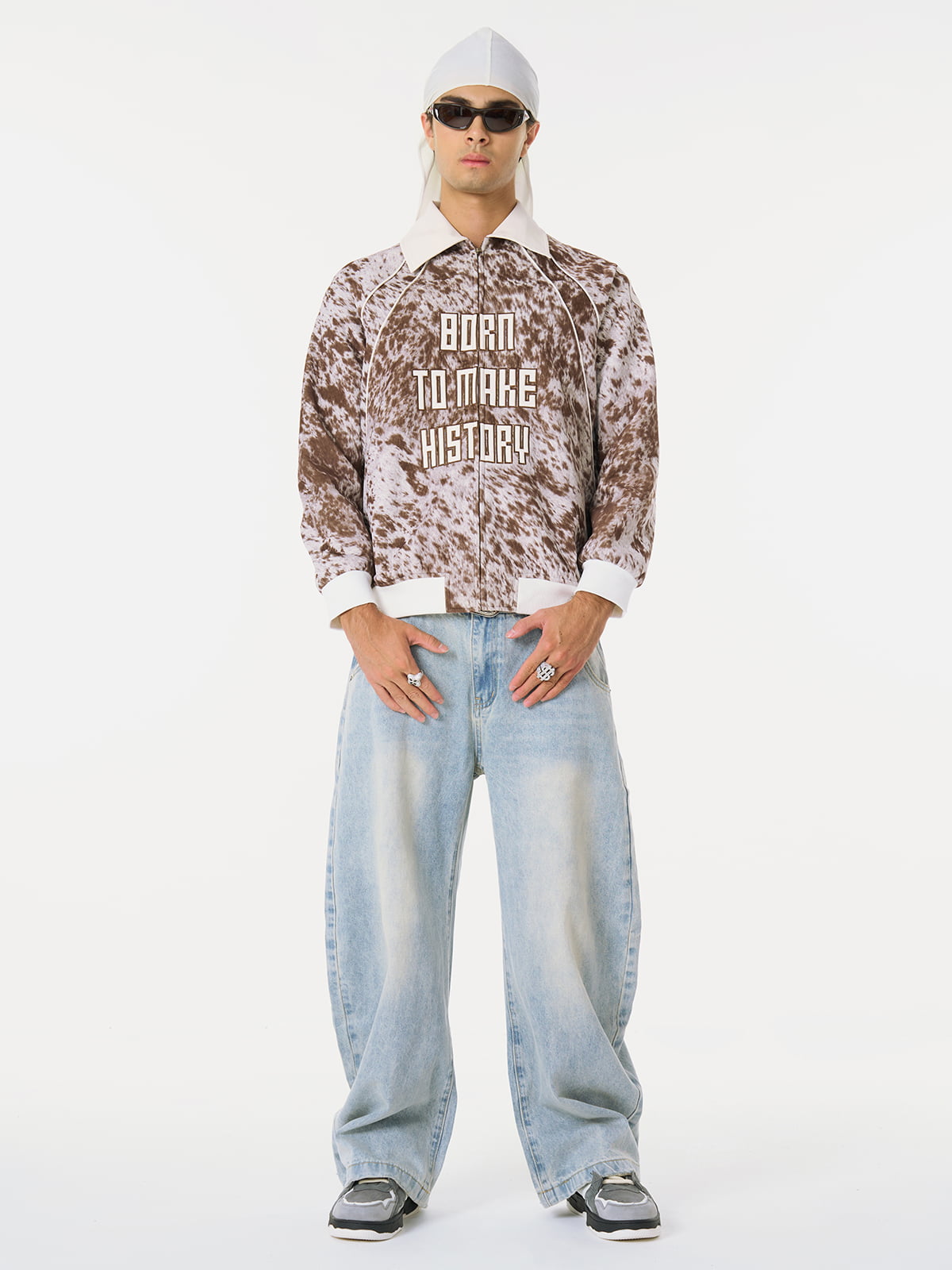 Retro Statement Snow Leopard Fleece Jacket
