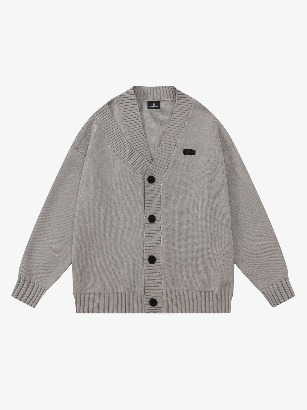 Layered Double V-Neck Ribbed Knit Cardigan