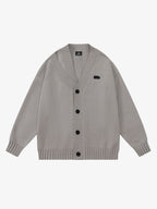 Layered Double V-Neck Ribbed Knit Cardigan