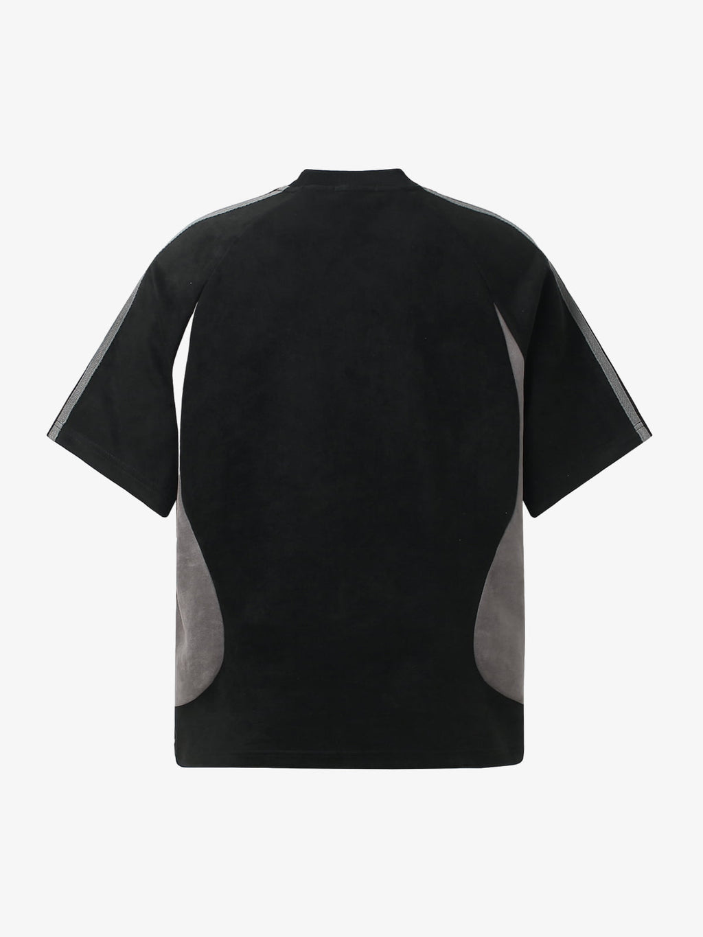 Suede Panel precipice Embroidered Short Sleeve T-Shirt - 2616