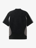 Suede Panel precipice Embroidered Short Sleeve T-Shirt - 2616