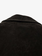 Retro Unique Metal Button Suede Lapel Bomber Jacket - 2538