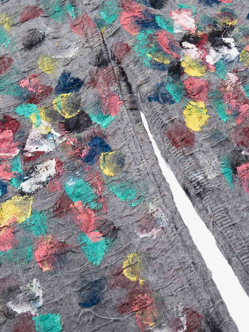 Hand-Painted Frayed Wide Leg Jeans