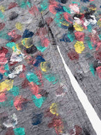 Hand-Painted Frayed Wide Leg Jeans