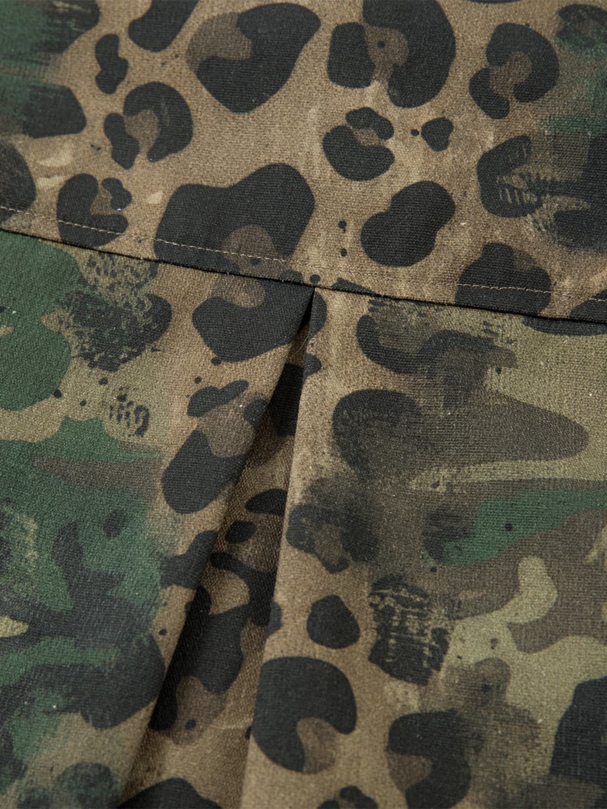 Camo Leopard Patchwork Button Up Shirt