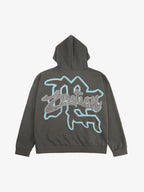 Vintage Blindfolded Angel Rhinestone Zip-Up Hoodie