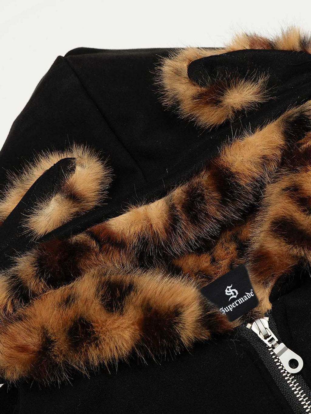 Tiger Print With Ears Hooded Fur Jacket