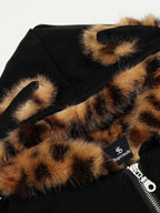 Tiger Print With Ears Hooded Fur Jacket