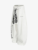 High Street Flame Print Baggy Sweatpants