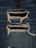 Distressed Cross Patchwork Washed Baggy Jeans