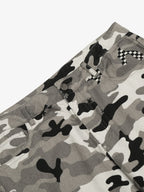 Checkerboard Patches Camo Cargo Flared Pants