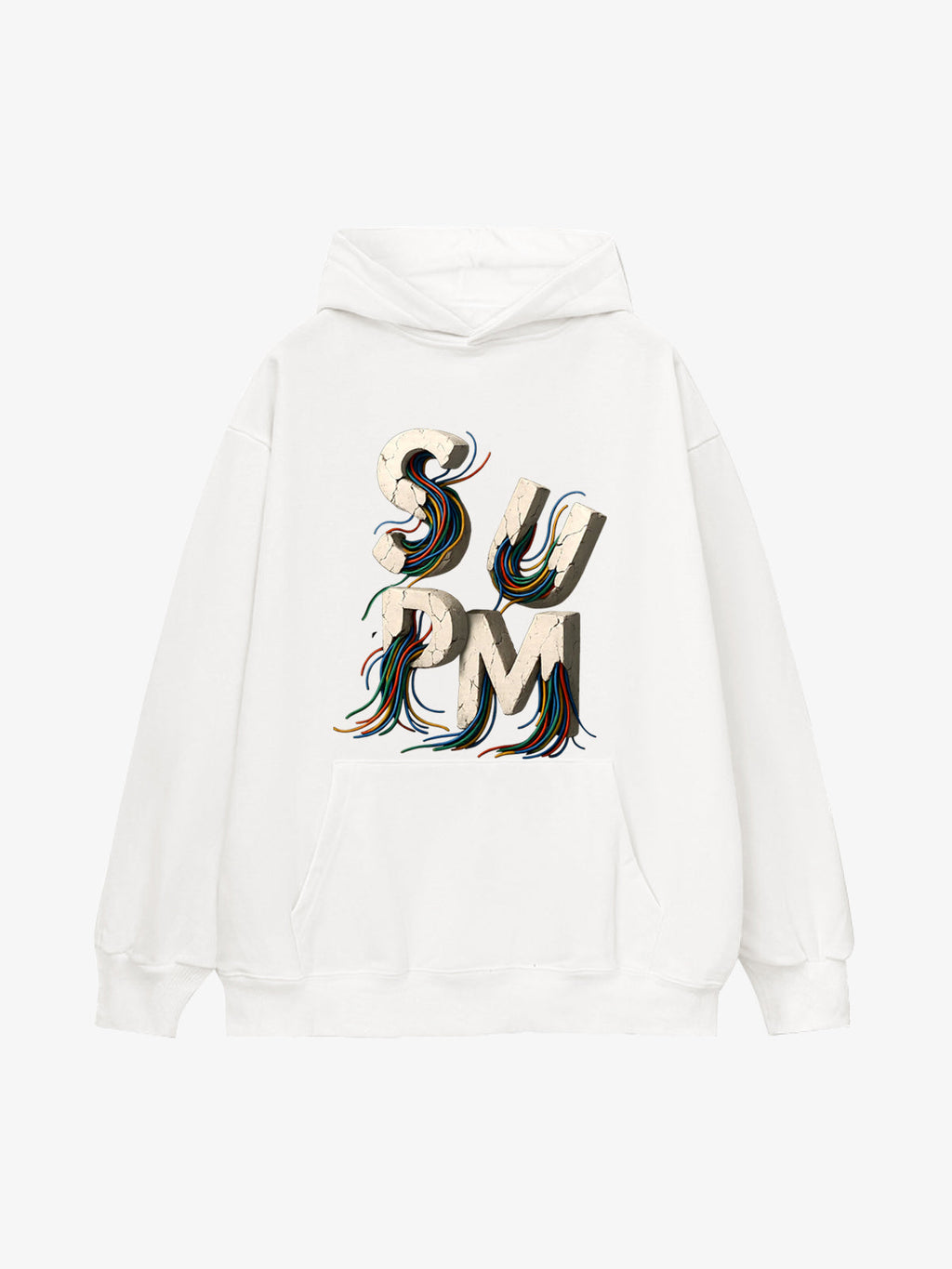 French Terry Streetwear Gravel Wire Font Hoodie