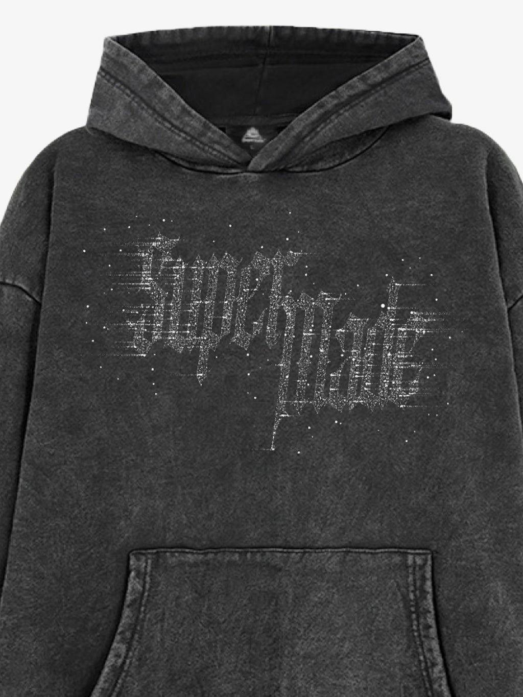 Rhinestone Distressed Letter Graphic Hoodie