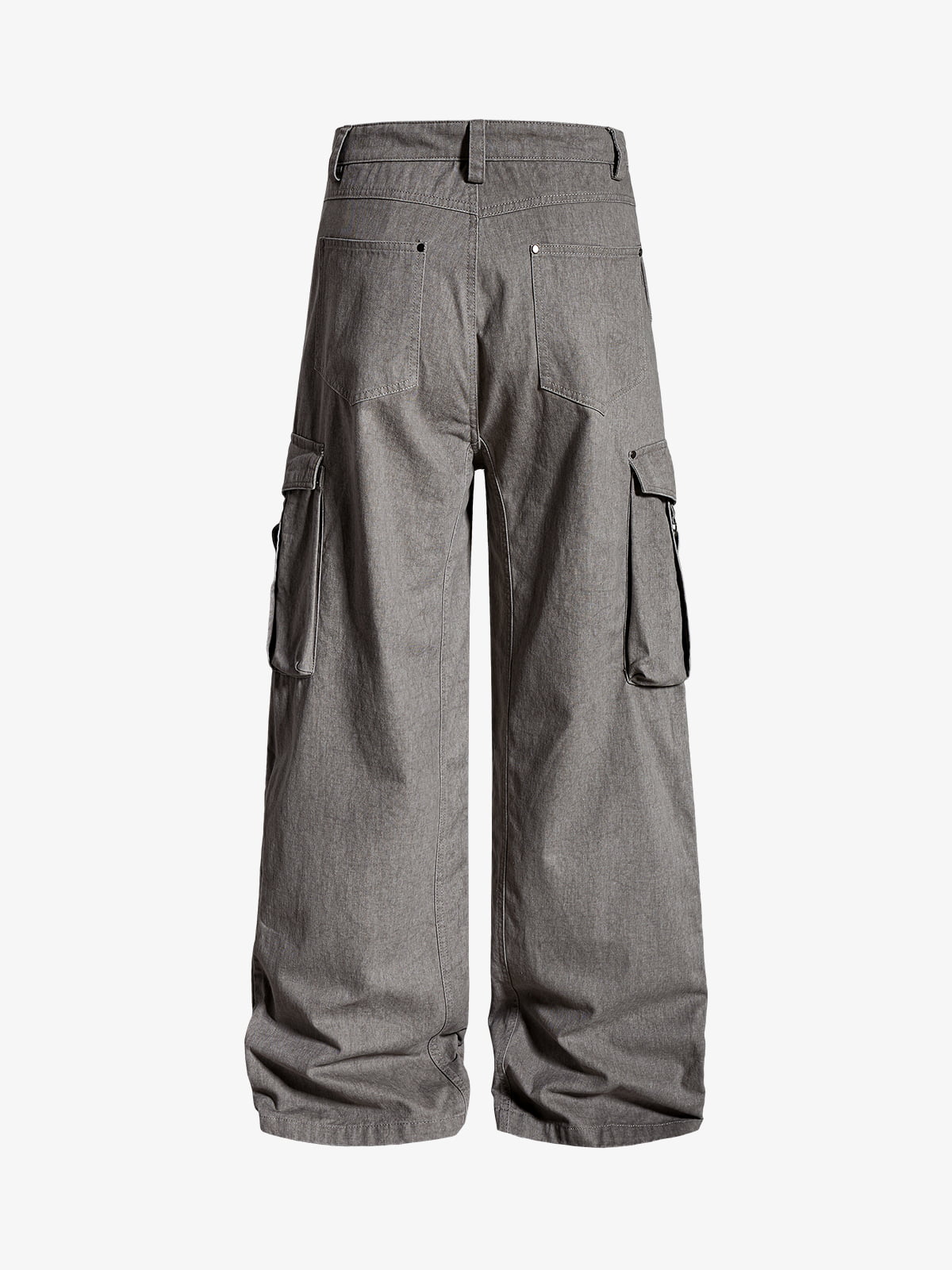 Washed Cotton Multi-Pocket Ruched Cargo Pants