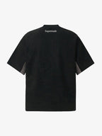 Suede Logo Embroidered Patchwork Short Sleeve T-Shirt
