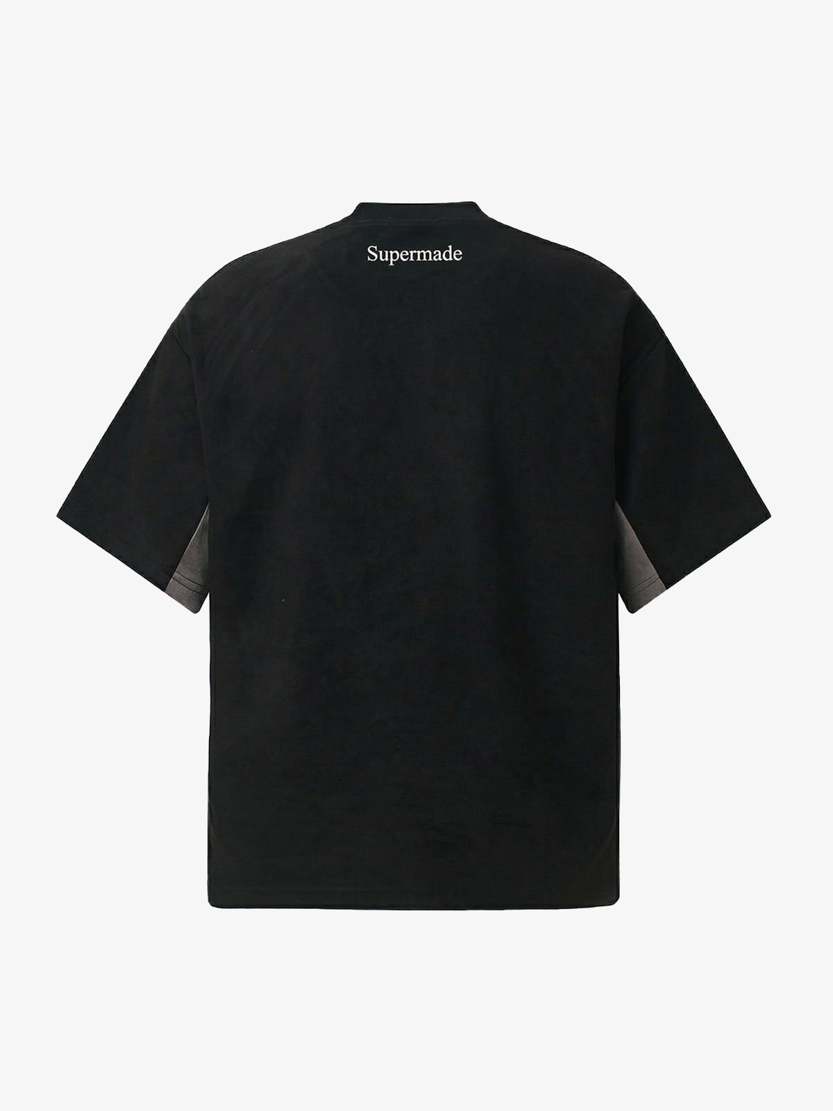 Suede Logo Embroidered Patchwork Short Sleeve T-Shirt