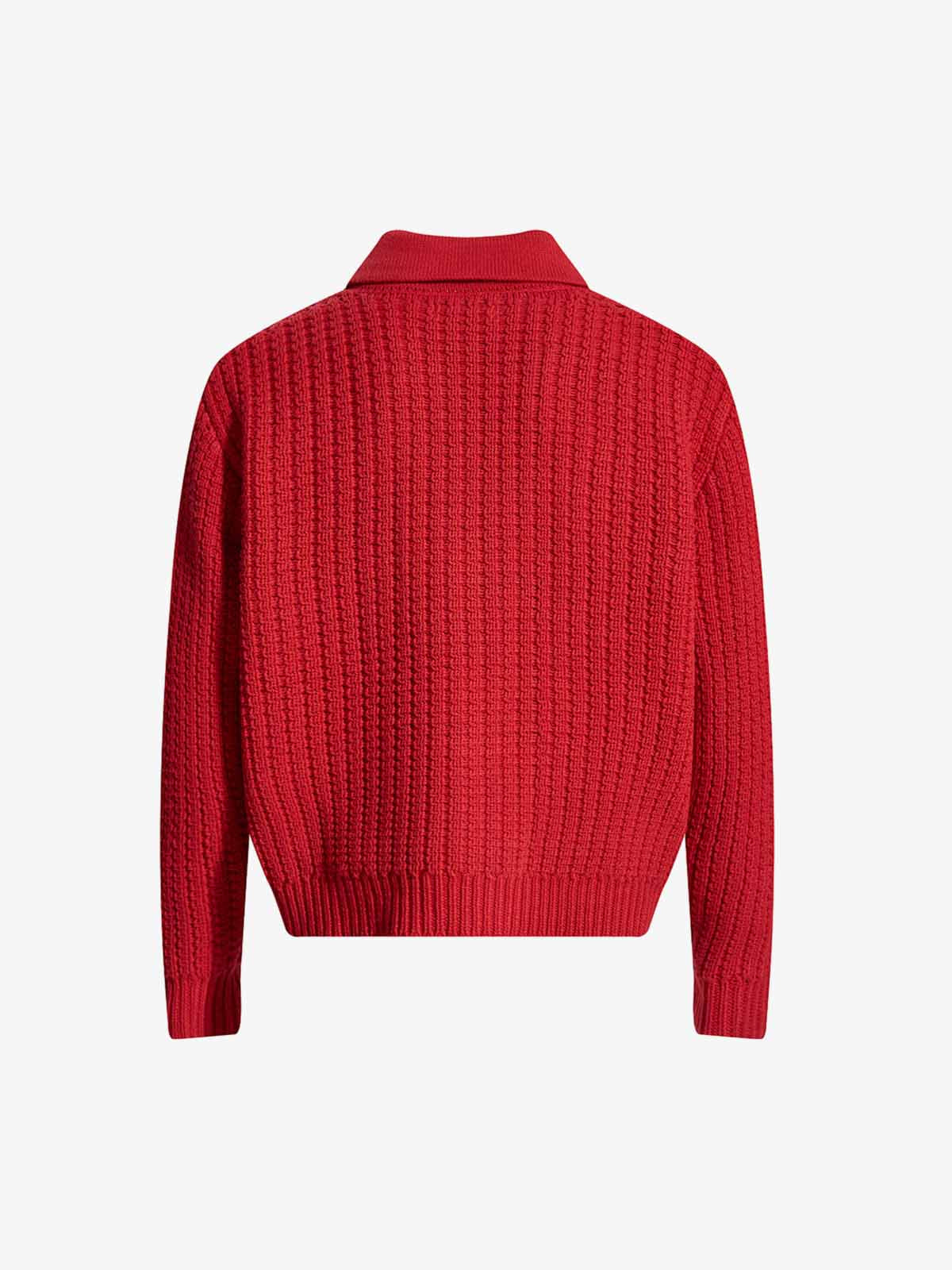 Retro Cable Knit Button-Up Collared Cardigan Sweater