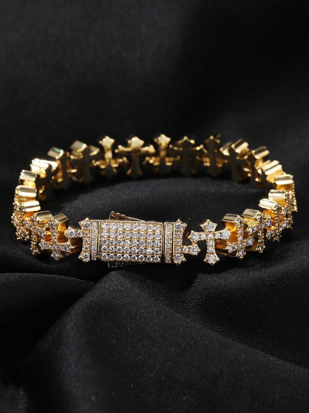 Cross Link Iced Bracelet