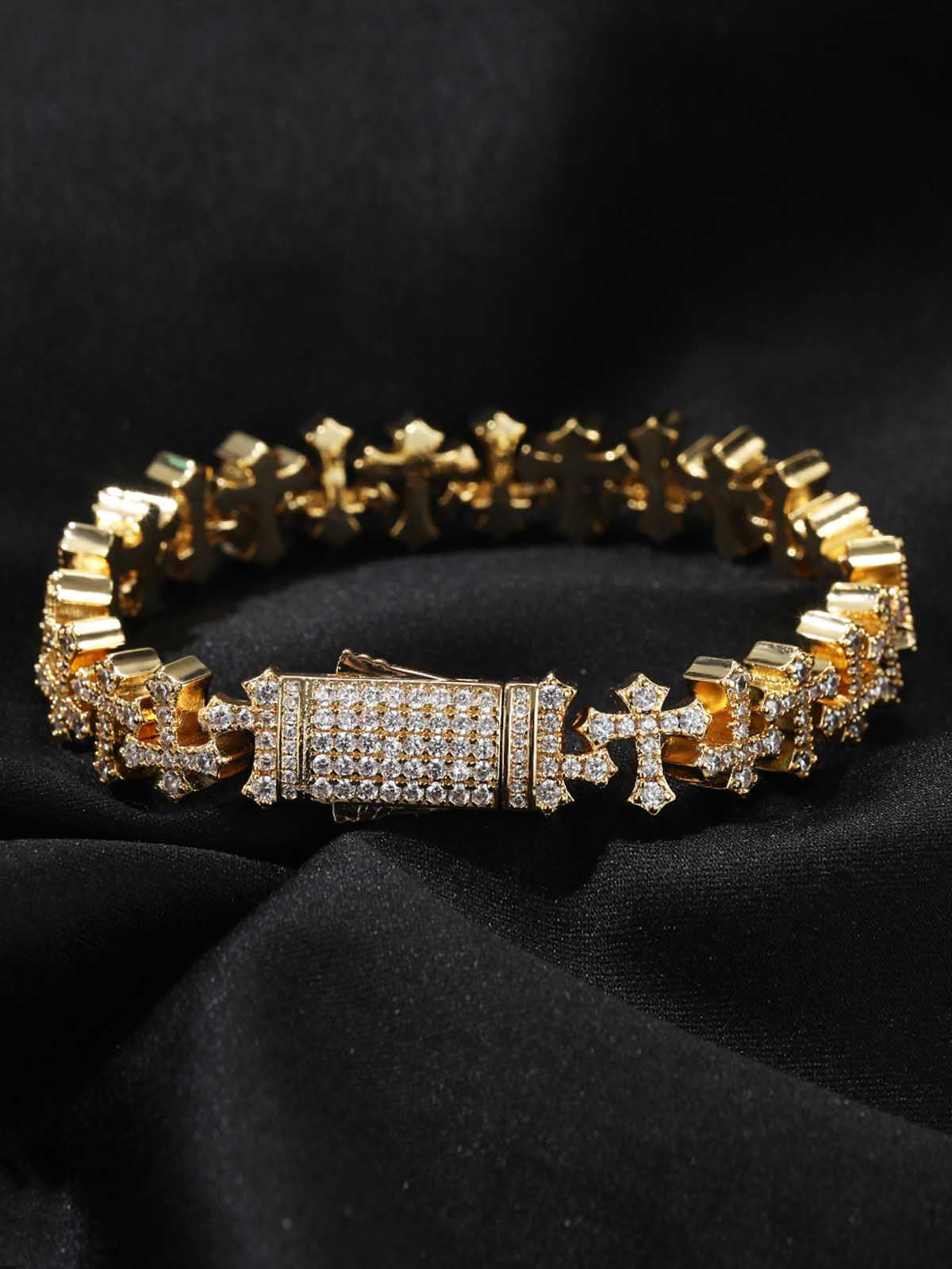 Cross Link Iced Bracelet
