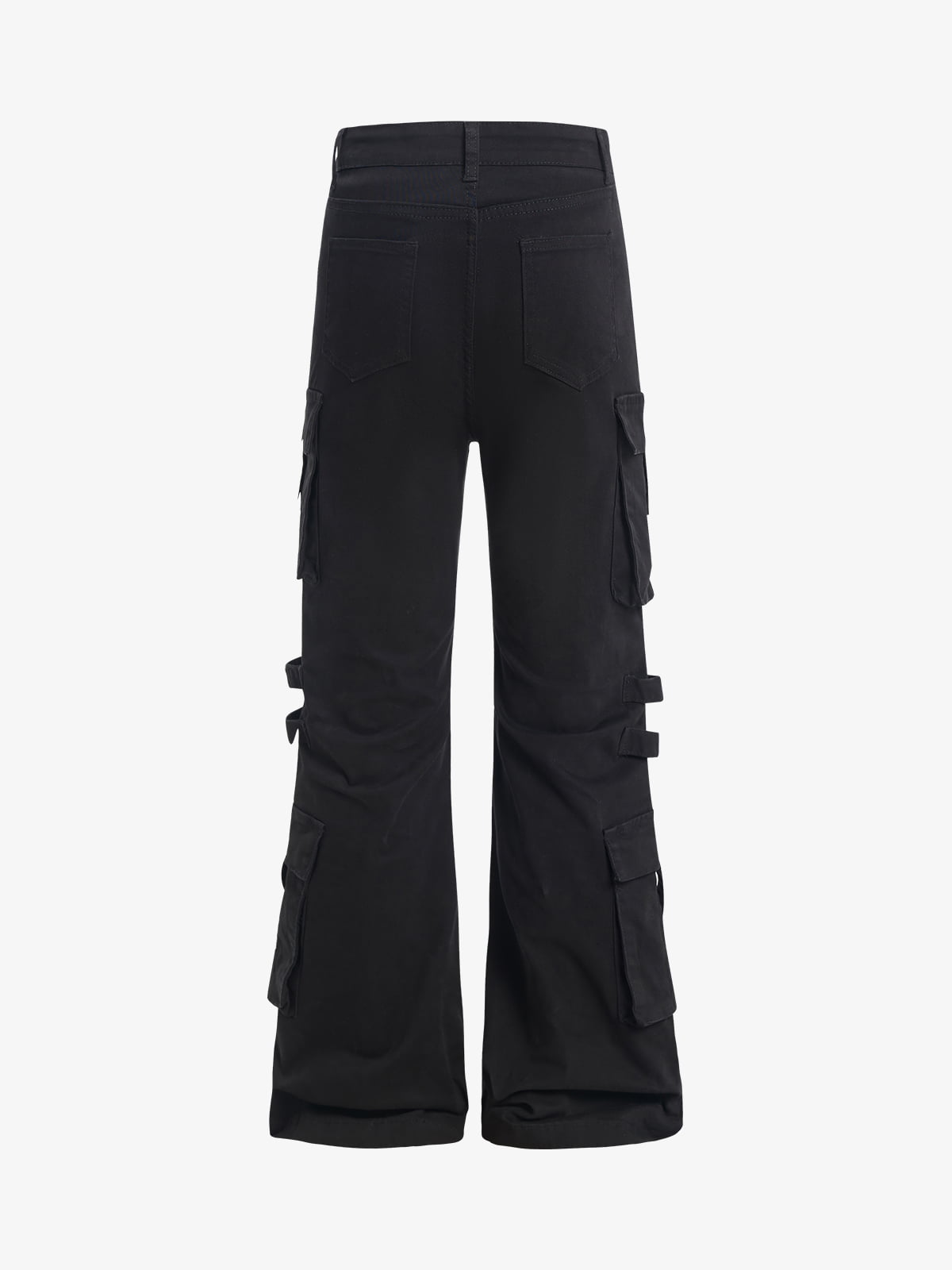 Strap Detail Cargo Flare Cotton Pants