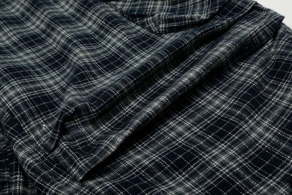 Plaid Linen-Blend Distressed Cargo Cropped Pants