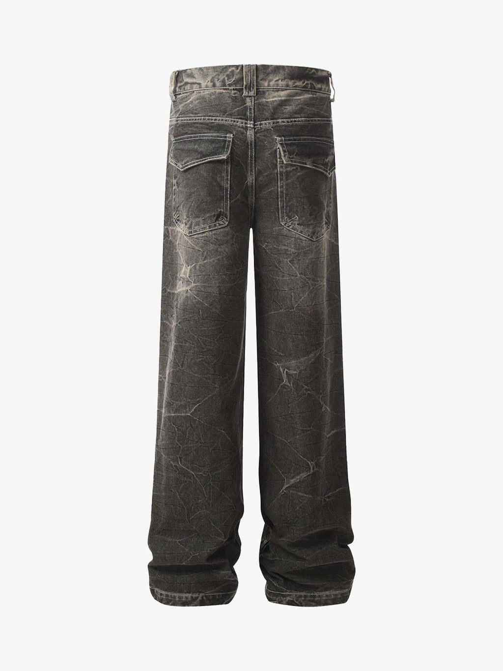 Distressed Texture Washed Straight-Leg Jeans